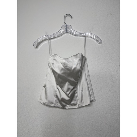 Abercrombie & Fitch Tops - Abercrombie & Fitch Satin Corset Crop Top Silver White Sweetheart Neck Size S